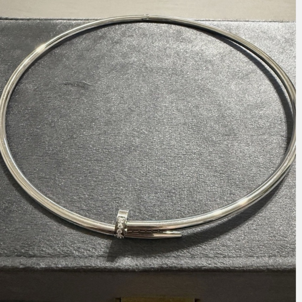 18k White LUXURY NAIL Zircon Necklace Choker Gold
Plated, Round